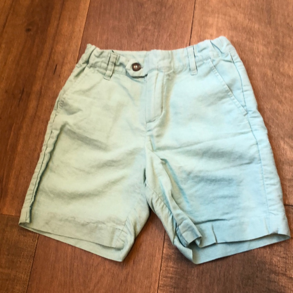 Janie and Jack boys green shorts - linen
